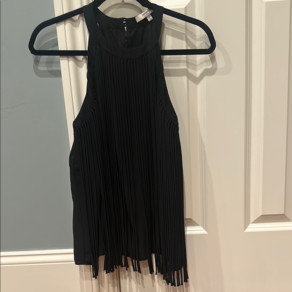Elegant Black fringed Sleeveless Top